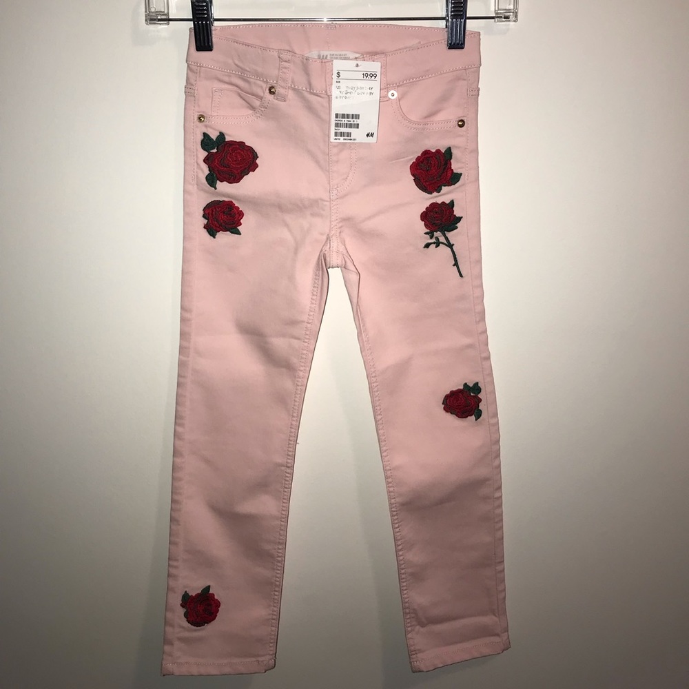 H&M Girl’s Floral Embroidered Skinny Jeans